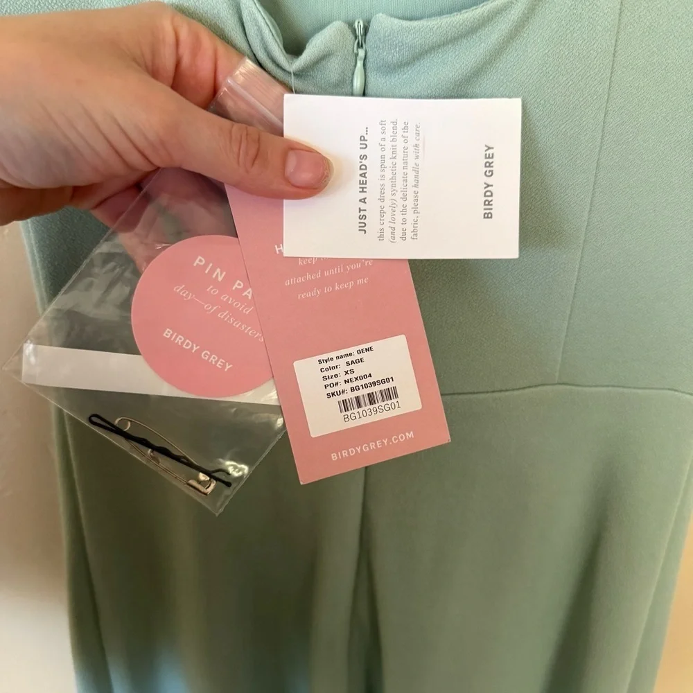 Birdy Grey Sage Green Halter Neck Maxi Dress NWT Size XS Bridesmaid Formal Slit